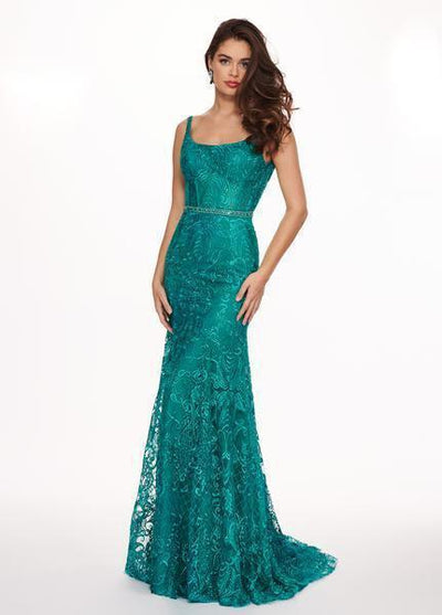 Rachel Allan - Embroidered Lace Scoop Neck Gown 6590 In Green