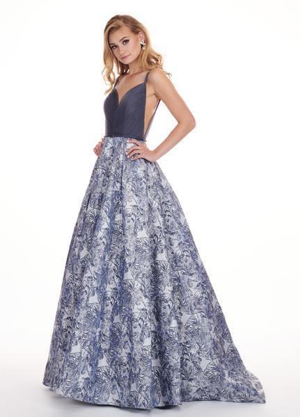 Rachel Allan - 6602 Ruched Sweetheart Floral Ballgown In Gray