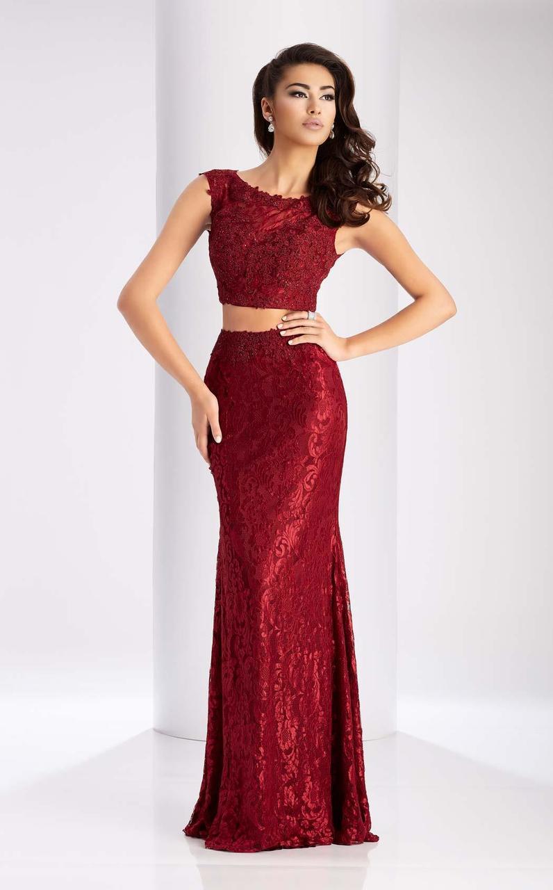 Clarisse - 2716 Two-Piece Jeweled Applique Gown in Red