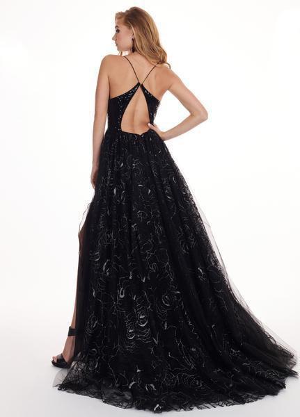 Rachel Allan - 6606 Sequined Sweetheart Gown with Overlay In Black