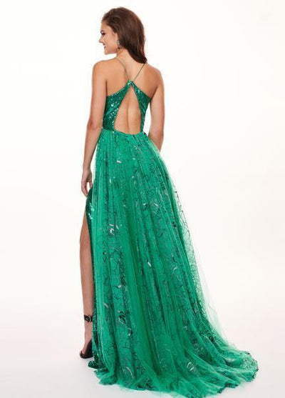 Rachel Allan - 6606 Sequined Sweetheart Gown with Overlay In Green
