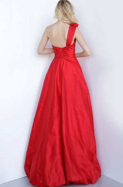 Jovani - 66320 One Shoulder Sweetheart Neck Bow Accent Ballgown In Red