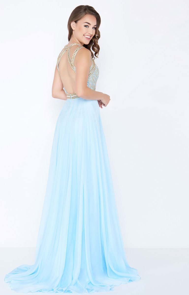 Mac Duggal - 66445M Bedazzled Jewel A-line Dress In Blue