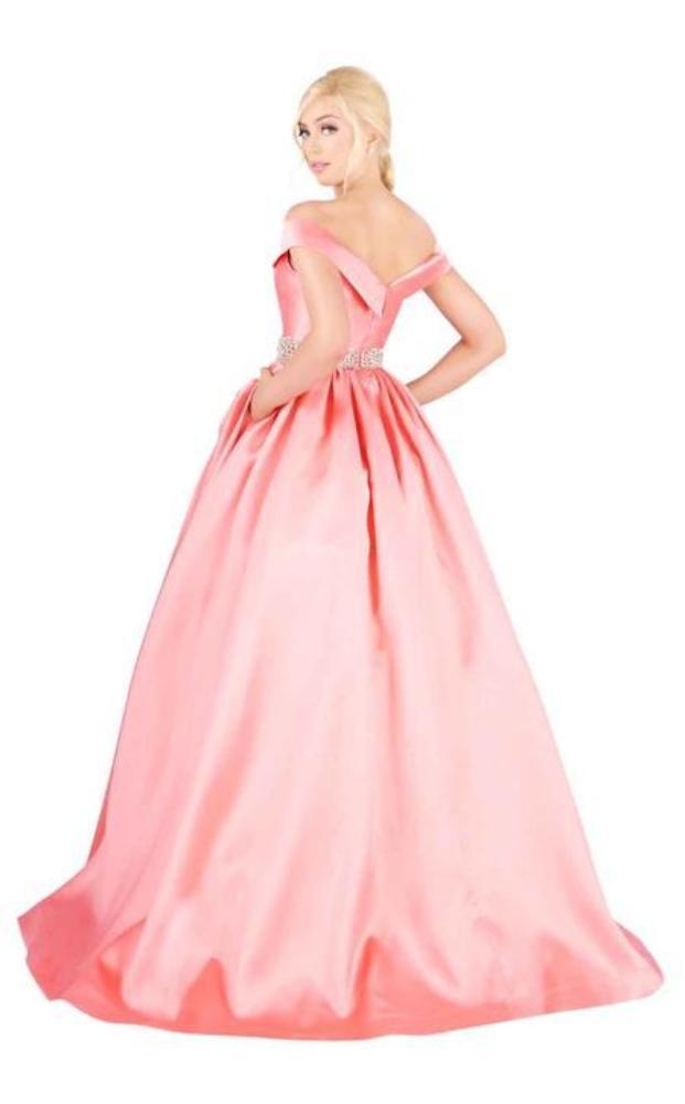 Mac Duggal Ballgowns - 66717H Crystal Beaded Off Shoulder Ballgown in Pink