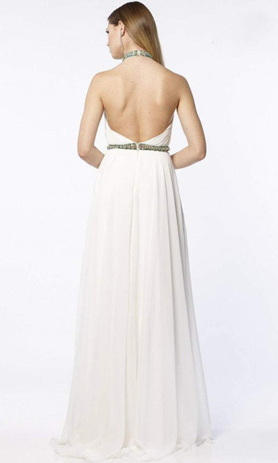 Alyce Paris Prom Collection Halter Chiffon Gown 6675 CCSALE 14 / Diamond White
