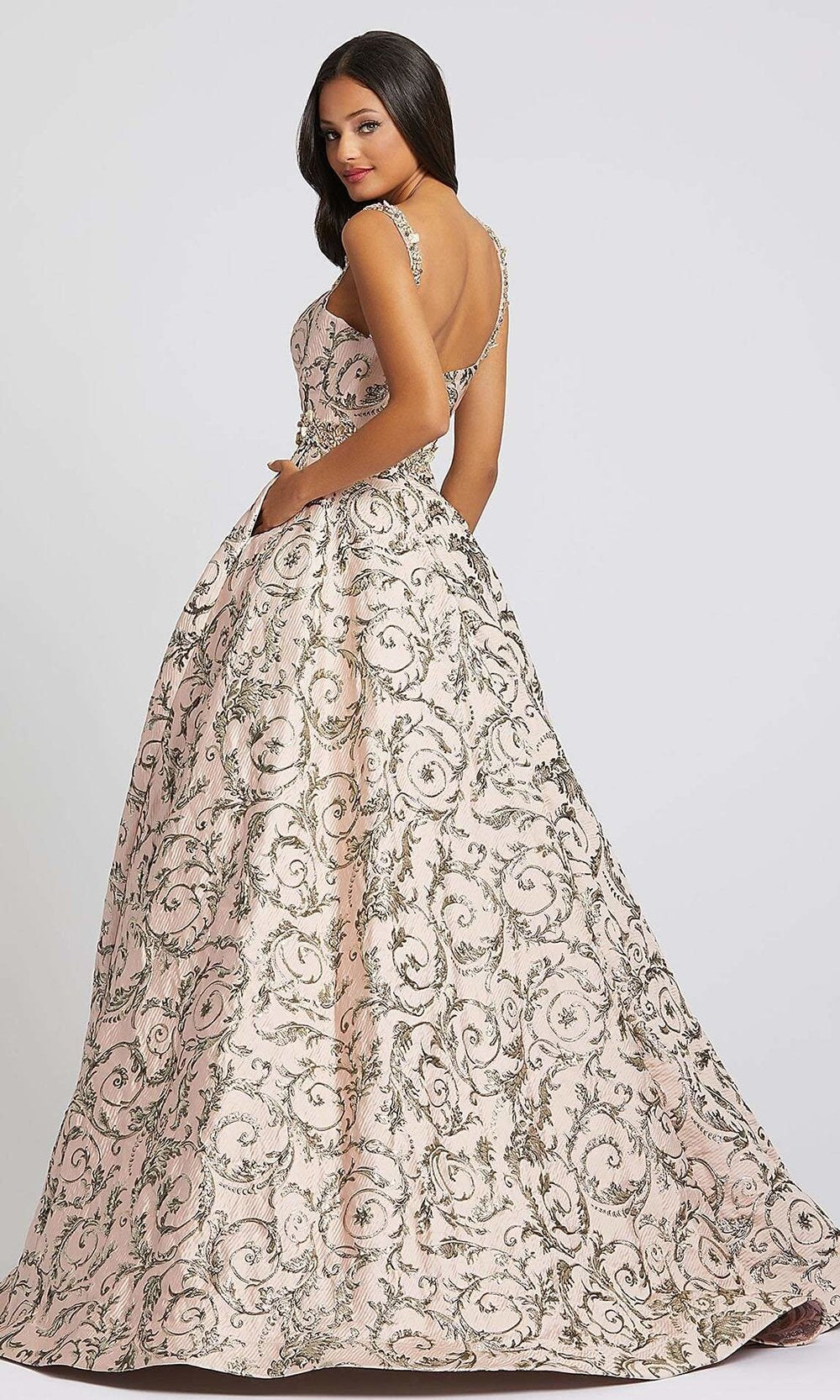 Mac Duggal - Print Embellished Sweetheart Ballgown 67114M In Pink