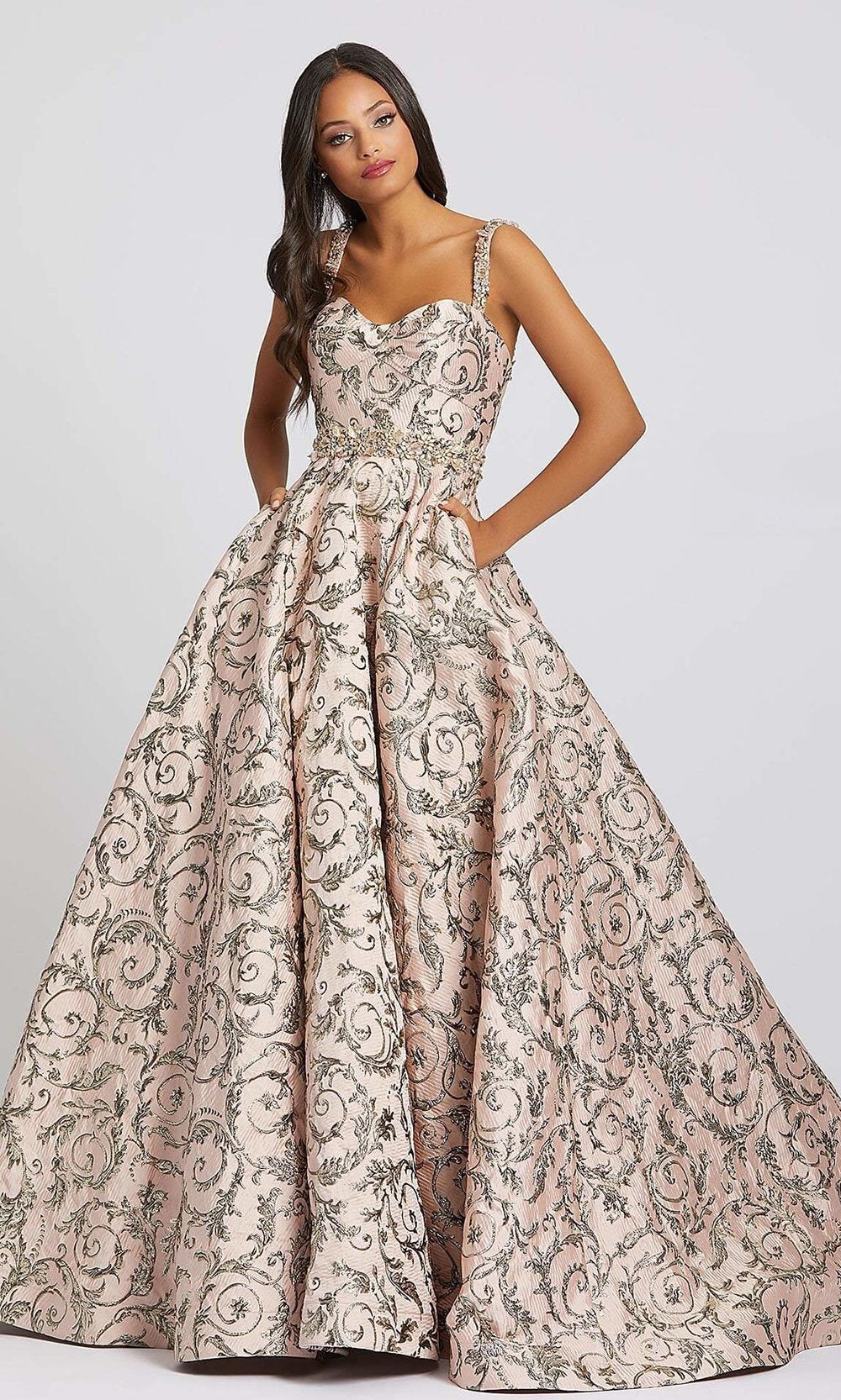 Mac Duggal - Print Embellished Sweetheart Ballgown 67114M In Pink