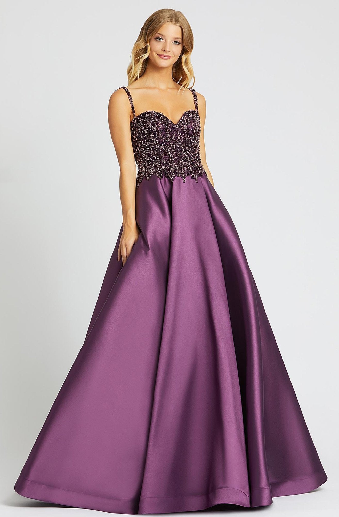 Mac Duggal Ballgowns - 67116H Beaded Sweetheart Ballgown In Purple