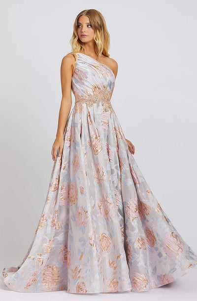 Mac Duggal - Pastel Floral Print One Shoulder A-line Gown 67124M In Multi-Color and Floral