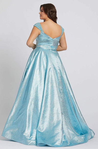 Mac Duggal Fabulouss - 67236F Cap Sleeved Shiny Long Ballgown In Blue