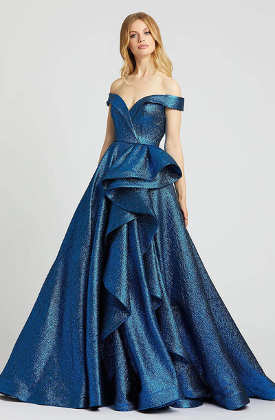 Mac Duggal Prom - 67292M Off-Shoulder Ruffled Ballgown In Blue