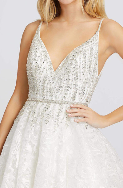 Mac Duggal Prom - 67309M Bedazzled Plunging V-neck A-line Gown In White