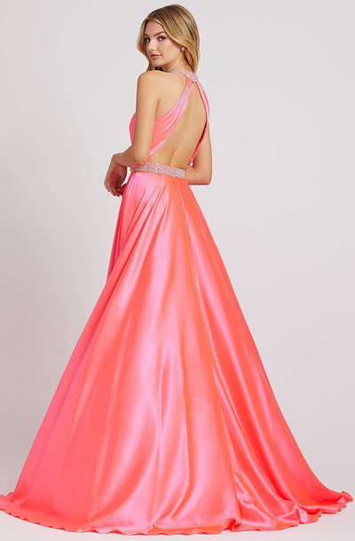 Mac Duggal Flash - 67339L Embellished Halter A-line Gown In Pink