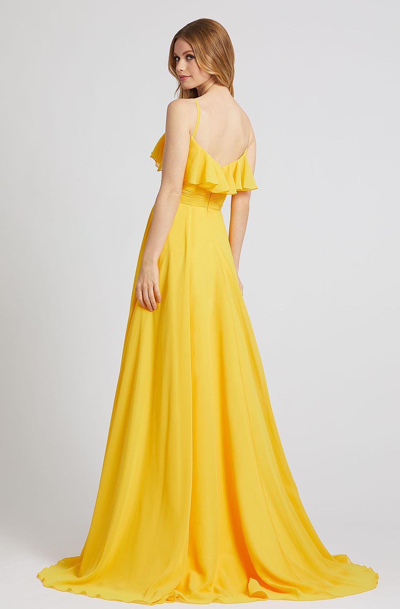 Mac Duggal Flash - 67344L Ruffled Sweetheart A-line Gown In Yellow