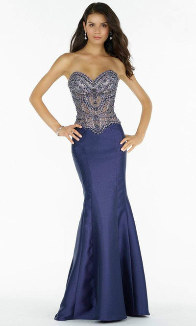 Alyce Paris - Beaded Sweetheart Mermaid Gown 6735SC In Blue
