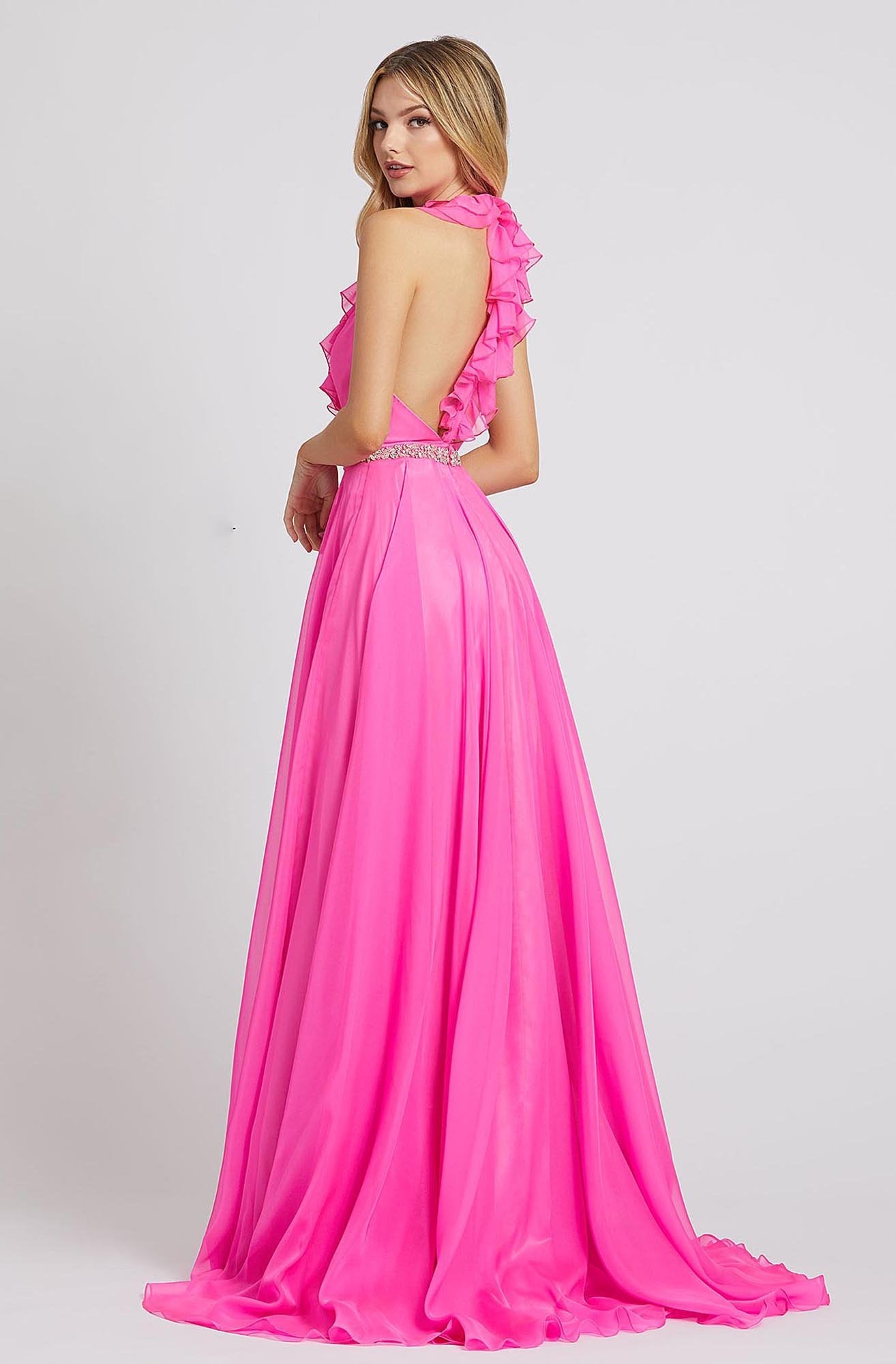 Mac Duggal Flash - 67382L Ruffled A-line Long Dress In Pink