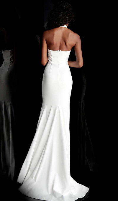 Jovani - 67661SC Sleeveless High Halter Neck Trumpet Dress With Train