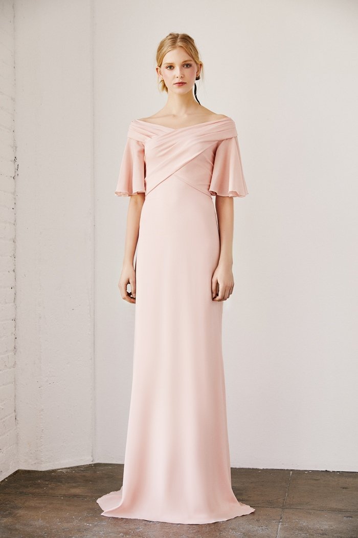 Tadashi Shoji - Cross-Front Crepe Hayworth Gown In Pink