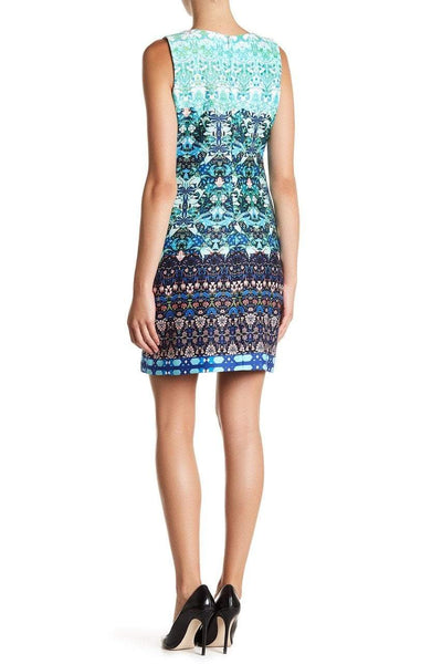 Taylor - 9173MJ Multi-Print Scuba Dress in Green and Multi-Color