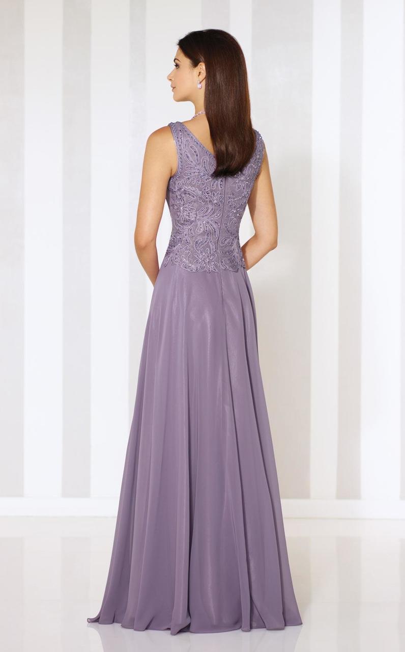 Cameron Blake - 116654SC Embellished V-neck Chiffon A-line Dress - 1 pc Dark Raspberry In Size 8 Available