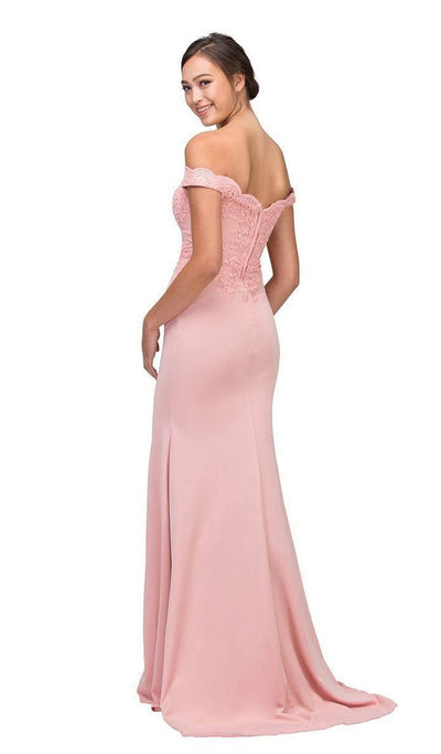 Eureka Fashion - 7100SC Lace Appliqued Bodice Jersey Mermaid Gown