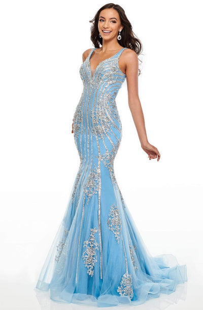 Rachel Allan Prom - 7103 Beaded V-Neck Mermaid Dress Prom Dresses 0 / Periwinkle