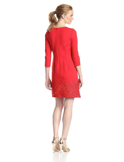 Taylor - Crochet Hem Jewel Neck Dress 5170M in Red