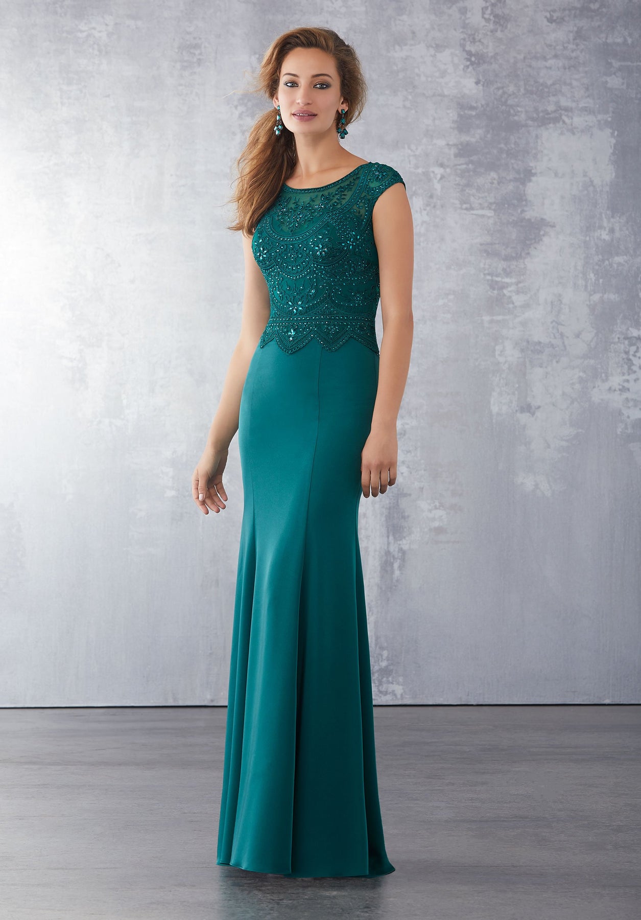 MGNY By Mori Lee - 71724 Embroidered Scoop Sheath Gown In Green
