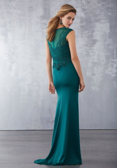 MGNY By Mori Lee - 71724 Embroidered Scoop Sheath Gown In Green