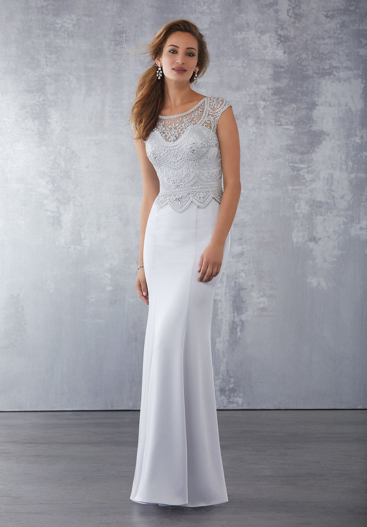 MGNY By Mori Lee - 71724 Embroidered Scoop Sheath Gown In White