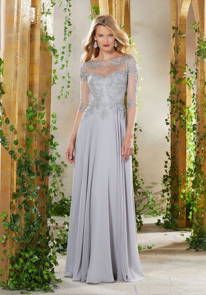 MGNY By Mori Lee - 71908SC Beaded Embroidered Bodice Chiffon Gown