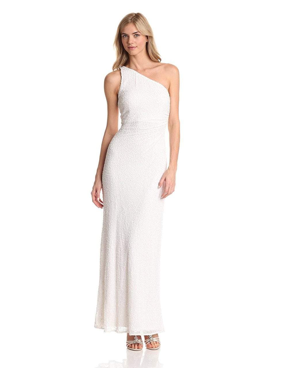 Adrianna Papell - Sequined Asymmetric Dress 91880950 in White