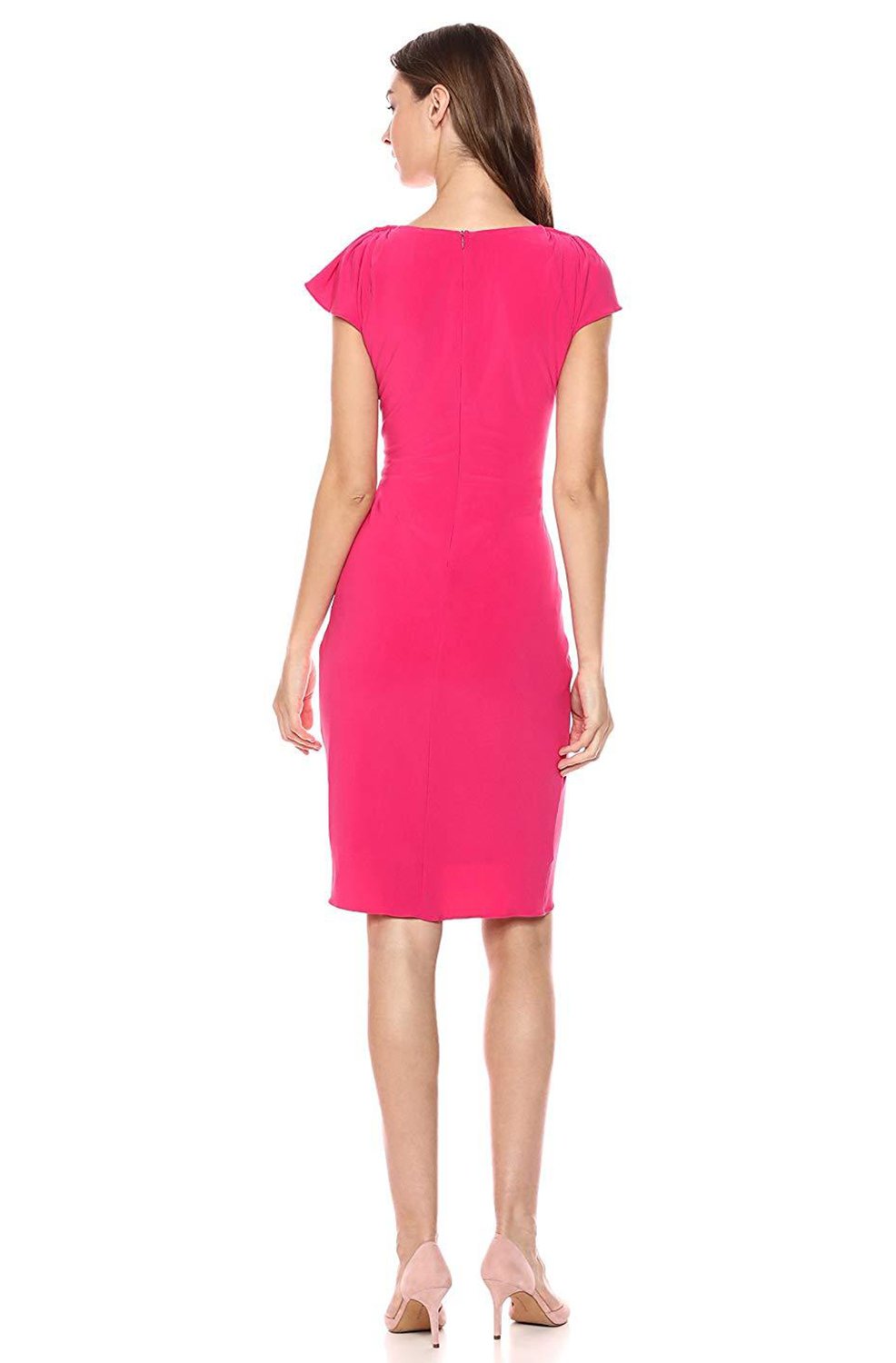 Taylor - 9780MJ Twist Knot Flutter Sleeve Jersey Dress In Pink