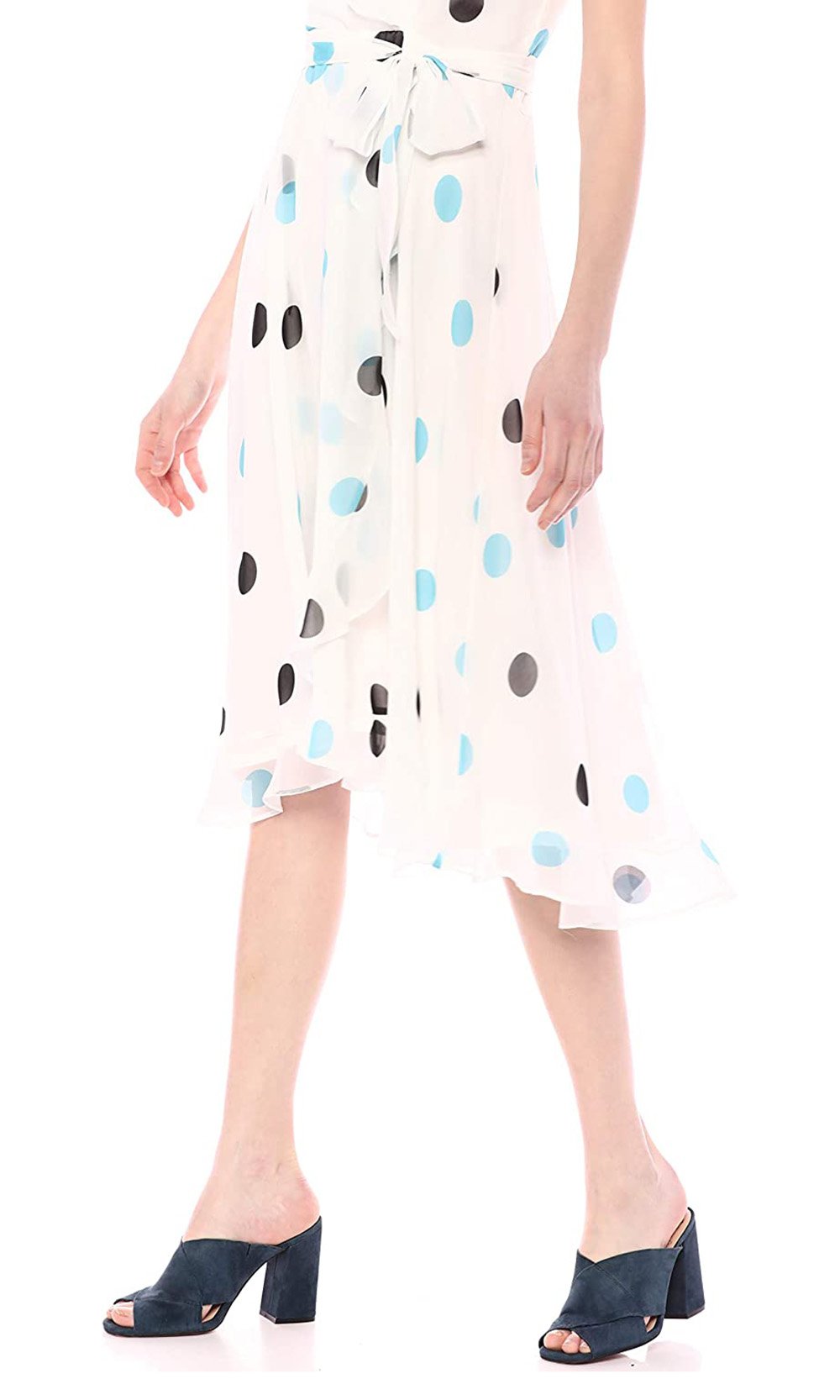 Gabby Skye - 56814MG Polka Dot Flutter Dress In Multi-Color