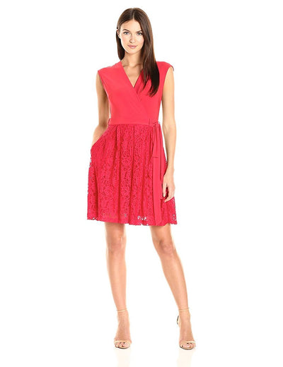 Taylor - Surplice Faux Wrap Dress 8700M in Red