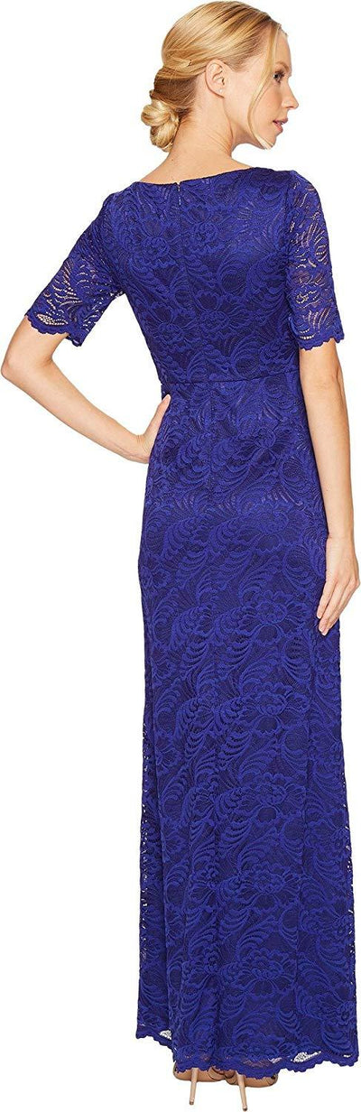 Adrianna Papell - AP1E201705 Lace Bateau A-Line Dress In Blue
