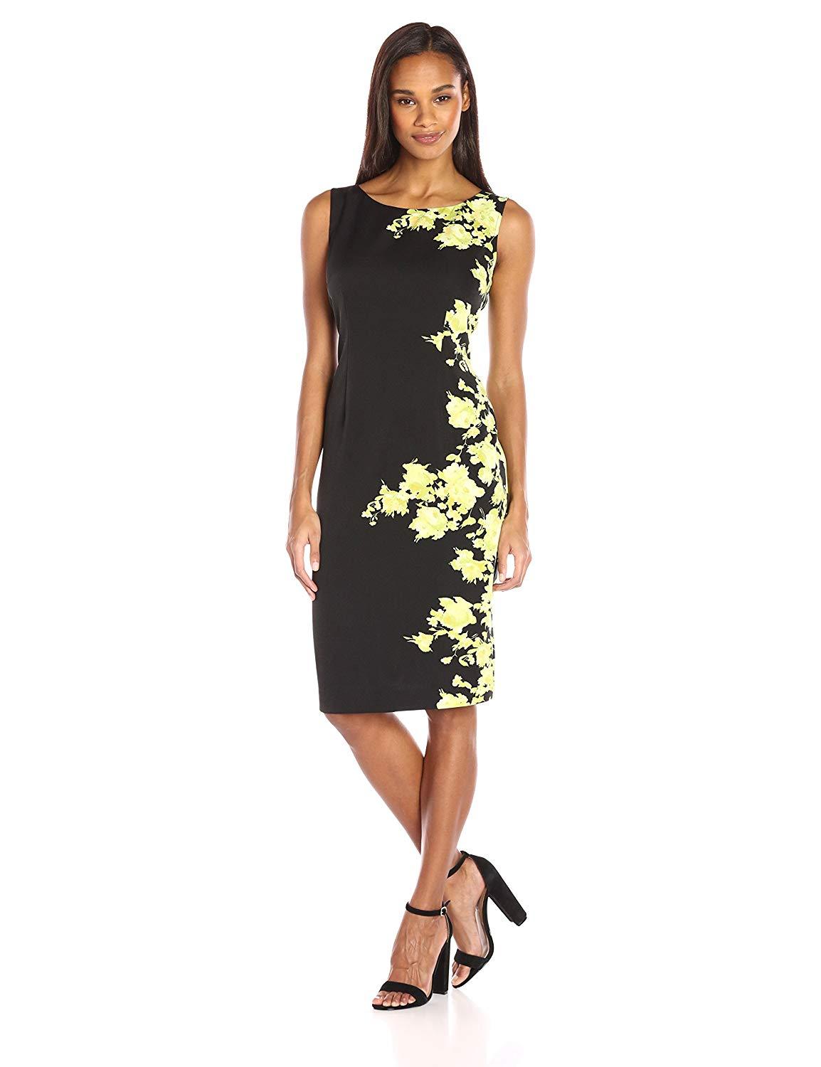 Maya Brooke - 26323 Floral Printed Fitted Dress With Collared Jacket In Black and Green