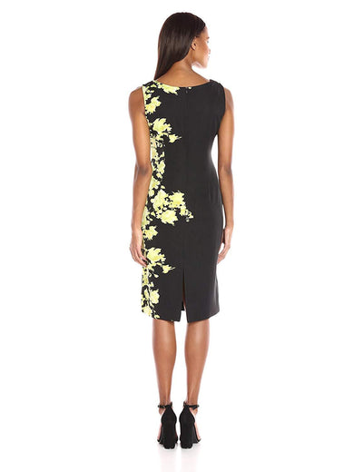 Maya Brooke - 26323 Floral Printed Fitted Dress With Collared Jacket In Black and Green