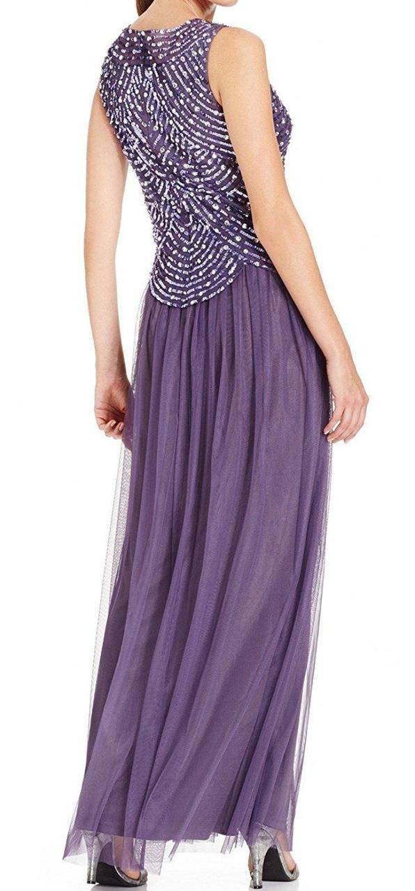 Patra - Embellished Scoop Neck A-Line Dress P1331 in Purple