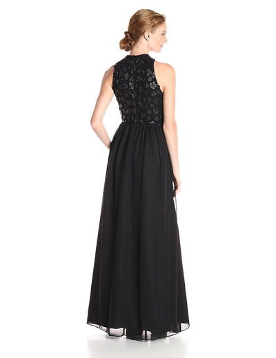 Adrianna Papell - Halter Neckline Chiffon Long Dress AP1E200026 in Black