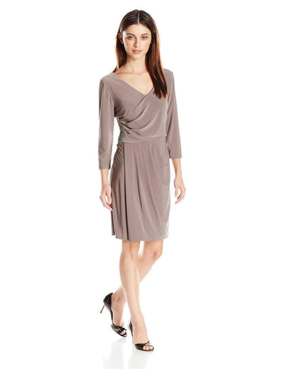 Alex Evenings - Bead Accented Sheath Dress 1351105 in Brown