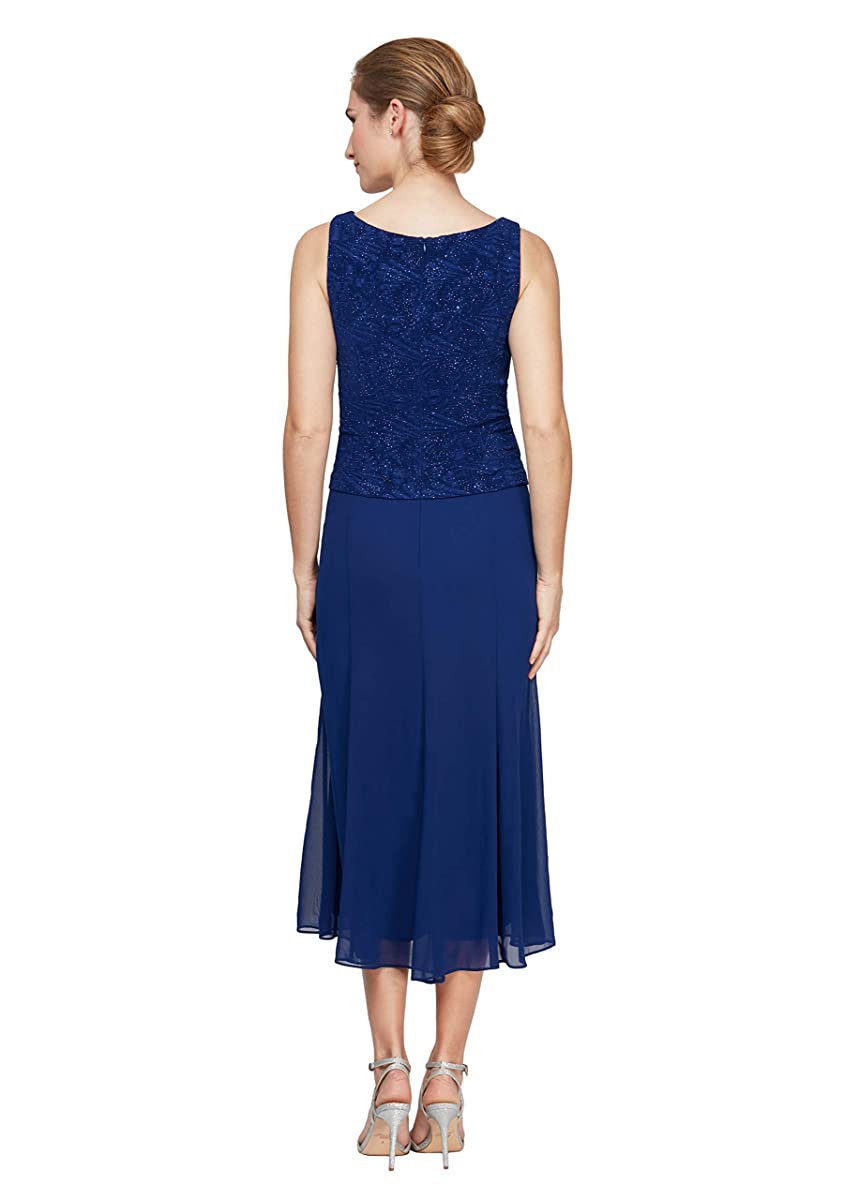 Alex Evenings 125256 - Glittered Three-Piece Set Modest Dress In Blue