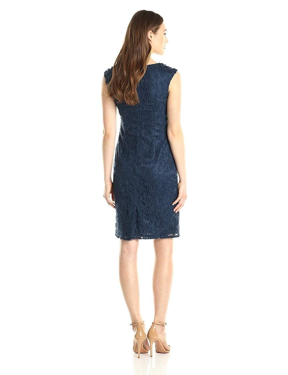 Adrianna Papell - Split V-Neck Lace Dress 15252690 in Blue