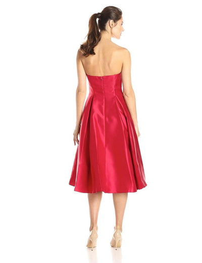 Adrianna Papell - Strapless Empire Waist Tea Length Dress 41912150 in Red