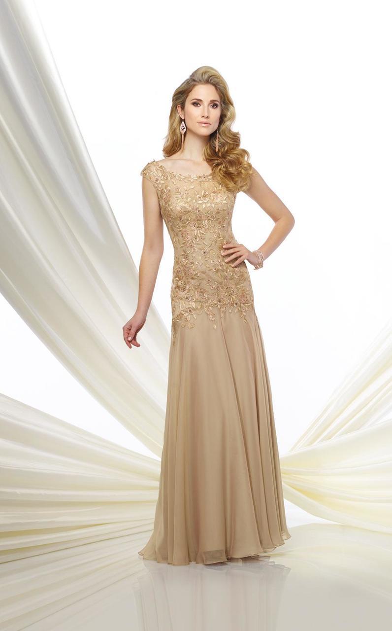 Montage by Mon Cheri - 216962 Metallic Lace Fit and Flare Chiffon Gown