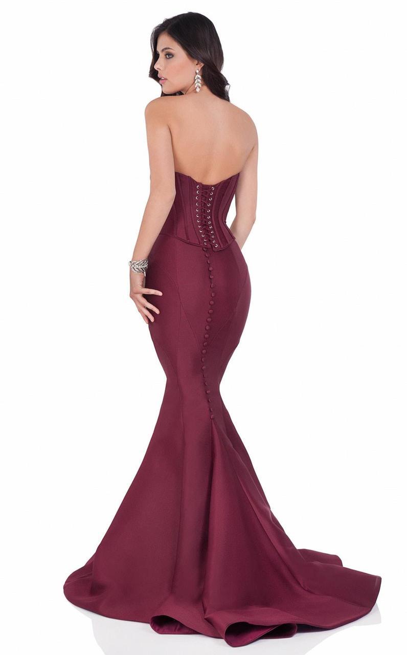 Terani Couture - Tailored Boned Corset Mermaid Gown 1622E1561 In Red