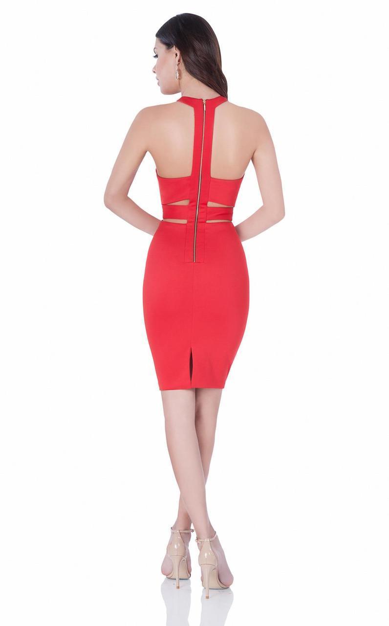 Terani Couture - Sexy Illusion Halter Neck Short Dress 1621H1056 In Red