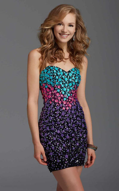 Clarisse - 2936 Colorful Beaded Strapless Mini Dress in Multi-Color