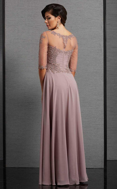 Clarisse Illusion Bateau Bead Adorned Lace Gown 6306 In Mink