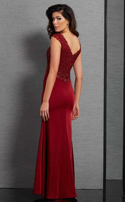 Clarisse - 6317 Embellished V-neck Dress in Red